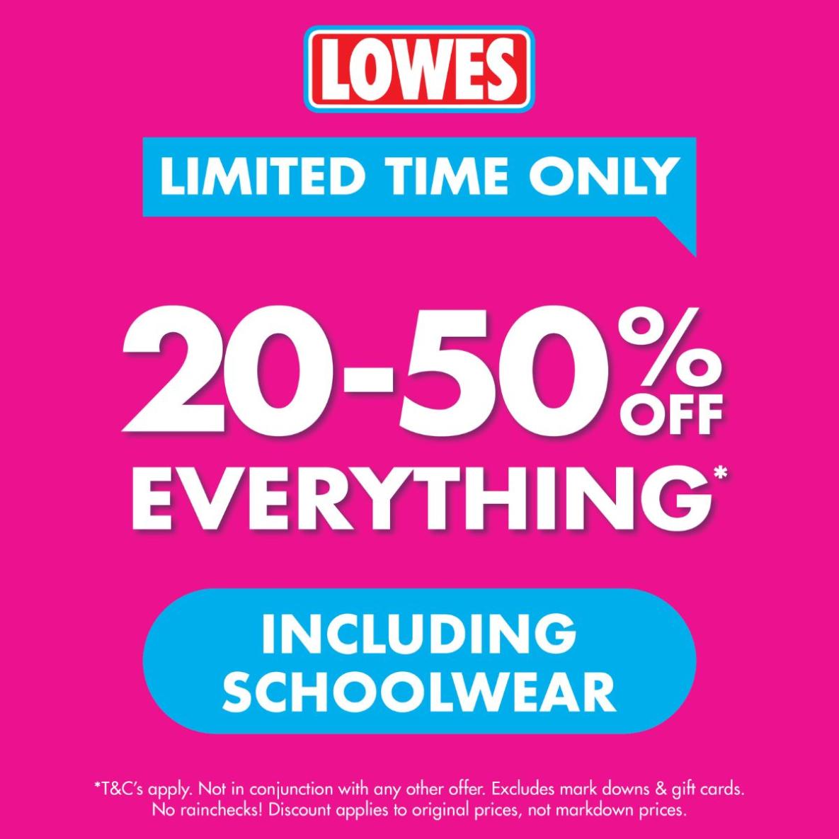 Lowes 20-50% Off Storewide