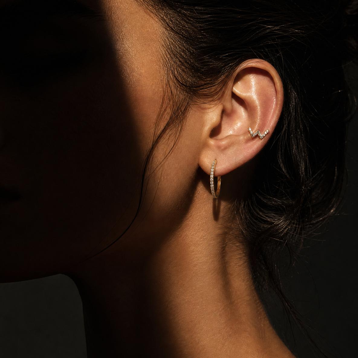 Woman with her ears pierced